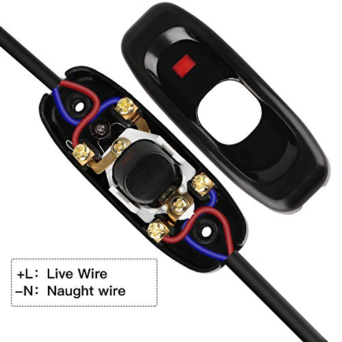 Inline Switch 5 Pcs, Cord Appliance Switch, Button On Off For Lamp, Rated 10A 250V, For Led Indicator Desk Table Light (Black Switch With Led/Pack Of 5) #TOP3