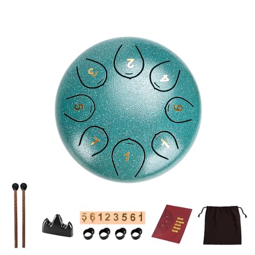Image of Rain Drum for Outside, 6 Inch 8 Note Steel Tongue Drum, C Major Togue Drum Rain Chime, Steel Drum for Kids Adults, with Mallets, Music Book