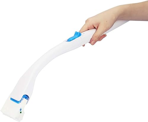 Cepillo de inodoro de algodón, mango largo, cabezal de detergente concentrado reemplazable, para el hogar, baño, montaje en pared profunda o de pie