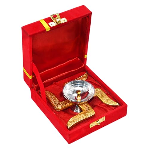 Saugat Traders Diwali Corporate Bulk Gifts for Employees, Clients - Pack of 10 Swastik Diya with Velvet Gift Box for Corporate Office, Family, Friends - Spiritual Housewarming Return Gifts