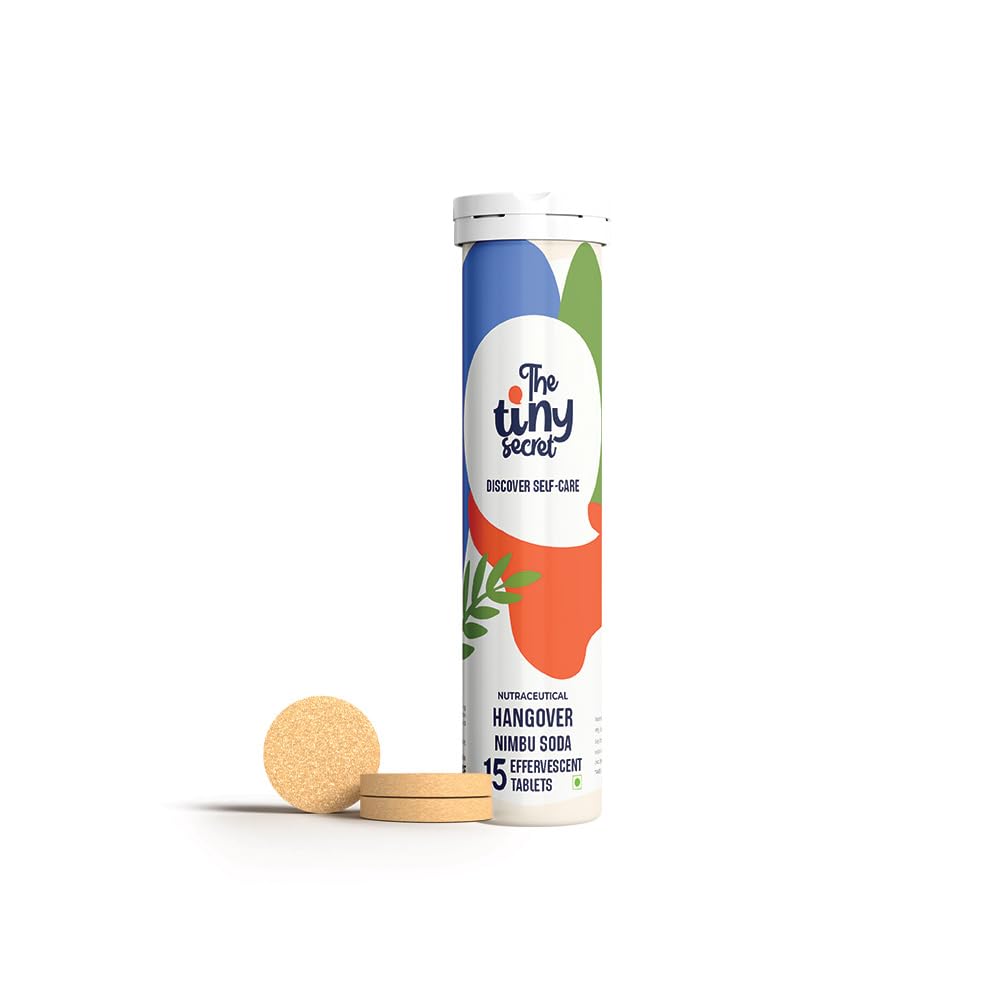 The Tiny Secret Hangover Nimbu Soda Flavoured Fizz | 30 Fizz Tablets | 100% Organic | Goodness of Liquorice & Amla | Zero Sugar, Low Fat & Low Calorie | 6 super foods and 6 Vitamins & Minerals | Relief from Hangover | AntiHangover Drinks | After Party Hangover Fizzy drink | Nimbu Soda Flavour