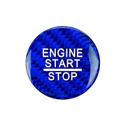 QianBao Compatible with Start Stop Button Cover Carbon Fiber Keyless Car Engine Push Start Ignition Switch Sticker for Toyota RAV4 Highlander Corolla Camry Avalon CHR Blue Cover