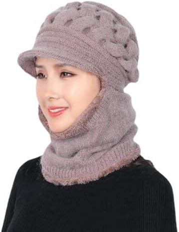 Women Winter Beanie Hat Peruvian Circle Scarf Set Warm Chunky Cable Knit Hats - Soft Stretch Thick Cute Knitted Cap - Image 6