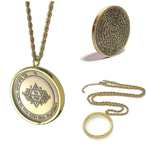 Fifth Pentacle of Jupiter + 72 names of God + 1FitAll King Solomon Coin bezel kabbalah seal talisman Necklace