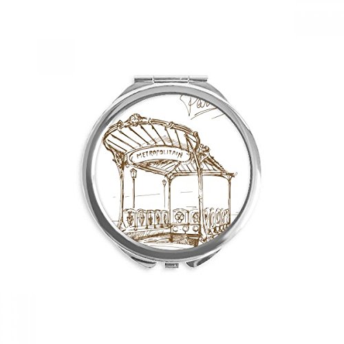 Metropolitain Station France Paris Landmark Hand Compact Mirror Round Portable Pocket Glass image 2