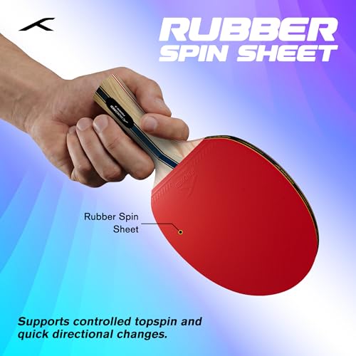 Image of Hundred Force 3 Table Tennis Racket | Control & Spin Focused Paddle | Smooth Handling, Stable Speed | Perfect for Intermediate and Competitive Play - Red /Black