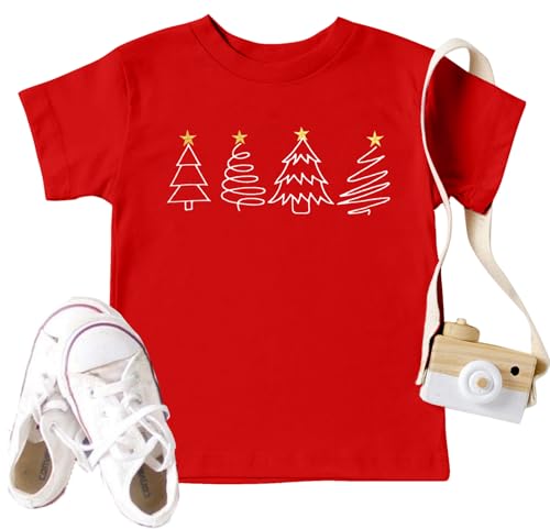 Image of Christmas Tree Shirt for Toddler Boys Girls Merry Christmas T-Shirts Short Sleeve Holiday Tee Xmas Gift Tops