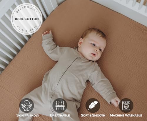 Image of Dreamology Muslin Crib Sheets,Standard Crib Sheets for Boys,Girls,2 Pack