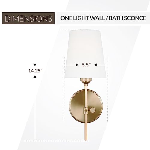 Image of Generation Lighting 4187201-848 1-Light Baker Bath Fixture Wall Lamp Satin Brass 4187201-848 | Bathroom Light Fixture for Home Decor | Wall Sconce Vanity Light Fixture and Bathroom Accessory
