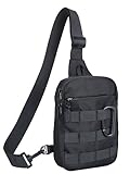 Small Sling Bag for Men Women, Tactical Bag Waterproof Dual Pocket Mini Chest Crossbody Bag Shoulder Bag for Travel Work Sport