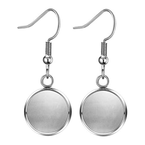 LANBEIDE 40 Packs Earrings Wire Hooks Blanks, Fit 12mm Cabochon Settings Trays, Stainless Steel Earrings Bezel for DIY Jewelry Making (Silver) Cover