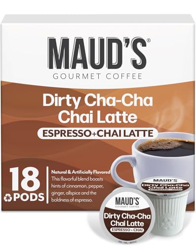 Image of Maud's Espresso Chai Tea Latte Pods, 18ct, Gourmet Blended Tea | Single Serve Espresso Chai Tea Pods - 100% Gourmet Blended Tea Leaves, Compatible with Keurig Coffee Makers