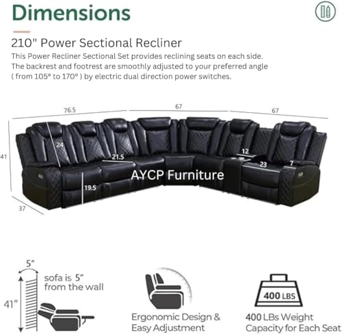 Air Leather Reclining Corner Sectional