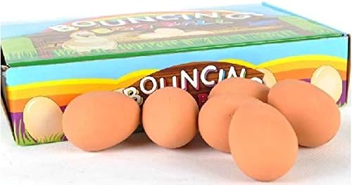 Miniatura 6 de PowerTRC Huevos rebotadores de goma falsos realistas realistas y divertidos para niños (marrón y blanco) 24 unidades