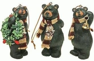 Holiday Bear with Scarf Ornaments (3-pc Set) 3.5-inch