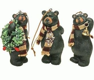 Holiday Bear with Scarf Ornaments (3-pc Set) 3.5-inch