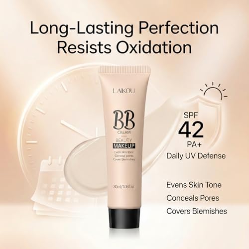 QueenDairy Korean BB Cream & Foundation 2-in-1 - Buildable Coverage Tinted Moisturizer with SPF, for a Natural Matte Finish & All-Day Wear (160 Light)