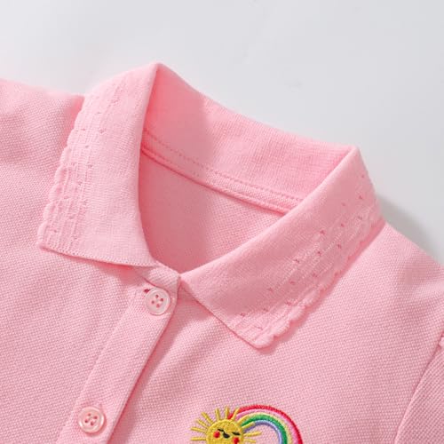 Image of HILEELANG Girls Polo Dress Cotton Short Sleeve Summer Casual School Uniform Dress for Toddler Little Girls 2-8 Years