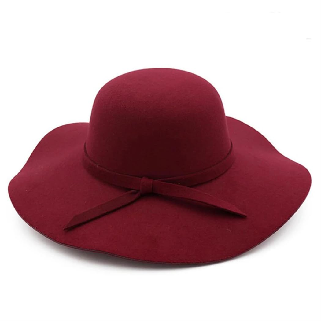 Cappello da chiesa cappelli invernali per le donne cappelli a secchiello morbido vintage a tesa larga in feltro di lana bombetta cappello Fedora cappello floppy