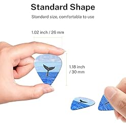 Whale Tail Lot de 6 médiators pour guitare acoustique, guitare électrique, basse, ukulélé – fin, moyen et épais. - Les Beatles, Paul McCartney, John Lennon, RIngo Starr, George Harrison Whale Tail Lot de 6 médiators pour guitare acoustique, guitare électrique, basse, ukulélé – fin, moyen et épais. – Image 7