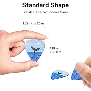 Whale Tail Lot de 6 médiators pour guitare acoustique, guitare électrique, basse, ukulélé – fin, moyen et épais. – Image 7