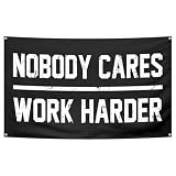 Nobody Cares Work Harder Flag 3x5 Ft Fitness Motivational Flag Polyester with With 4 Brass Gaskets Tapestry Inspirational Flags for Home Gym College Dorm Room Office Wall Banner Decor