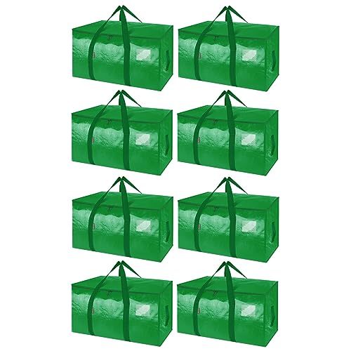 Image of BALEINE 8-Pack Oversized Moving Bags with Reinforced Handles, Heavy-Duty Storage Tote for Clothes, Moving Supplies (Light Green, 8-Pack)