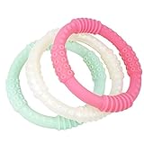 mooi baby - Teething Ring 3 Pack - Baby Teether Rings - Girl Baby - 100% Silicone Infant Teether - No BPA - Non-Toxic - Soothing Gums - Teether Bracelet - Sensory Rings