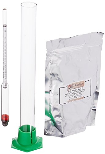 Proof and Tralle Hydrometer with 12" Glass Test Jar with Distiller's Active Dry