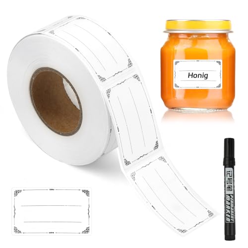 Etiketten Selbstklebend Marmeladen 600 Stück 30x50mm Klebeetiketten Marmeladengläser Klebe Etiketten zum Beschriften Blanko Beschriftungsetiketten für Gläser Marmelade Flaschen und Tüten