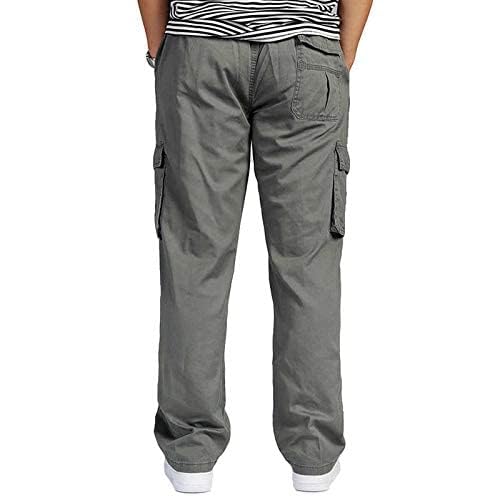 Image of REOUTLOOK Men's Regular‑Fit Cotton Cargo Pants - Elastic Drawstring Waist, 5 Pockets, Breathable Everyday Casual Trousers