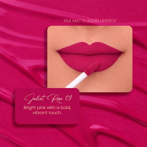 Image of Parul Garg Beauty Silk Matte Liquid Lipstick | Long-Lasting & Smudge-Proof | Soft Matte Finish | Vegan & Clean Beauty | Hydrates with Shea Butter & Vitamin E (Juliet Rose, 3ml)