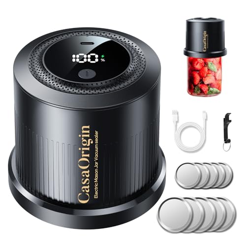 Electric Mason Jar Vacuum Sealer Kit with 10 Canner lids and Can Opener for Regular and Wide Mouth Jars