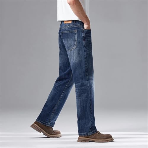 Men's Straight Cut Wide Leg Jeans Loose Fit Denim Pants Trousers3