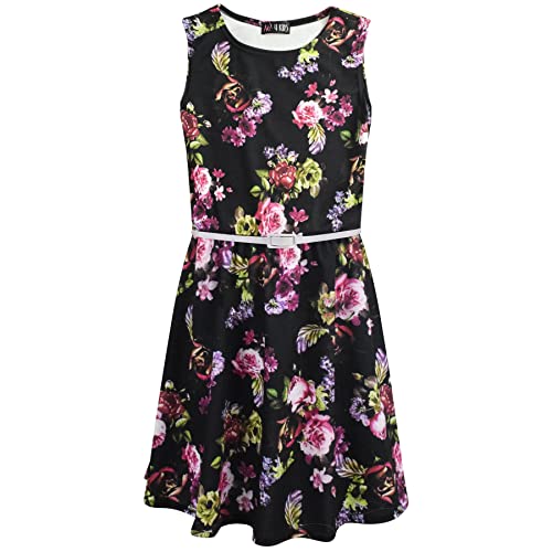 Robe danse fête mode été pour fille au style patineuse fleurie