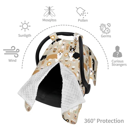 Image of Corgi Gifts for Corgi Lovers Baby Car Seat Canopy Cover 39x27.5 Inches Multi Use Nursing Cover for Newborn Canopy Mom Nursing Breastfeeding Covers