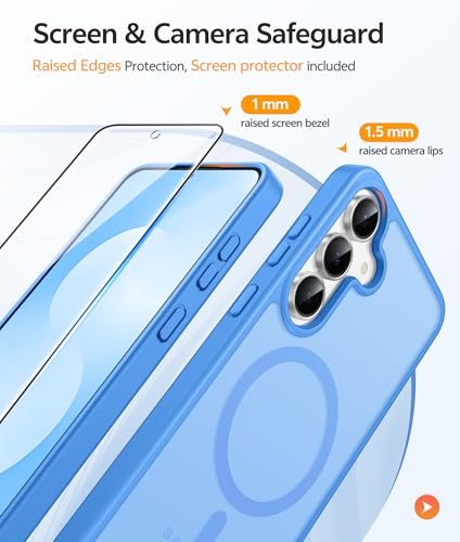 Image of FNTCASE for Samsung Galaxy S25 FE Case: Magnetic Translucent Matte Military Grade Drop Proof Protection Cell Phone Cover - Slim Rugged Durable Shockproof Protective S25Fe Cases (Ice Blue-6.7 inch)