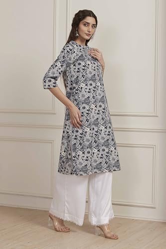 Image of BIBA Women Cotton Floral Printed Straight Kurta