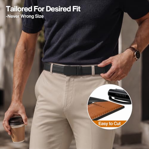 Image of Men's Belt,Bulliant Leather Adjustable Belt for Men Dress Casual 1 3 /8,Trim to Fit