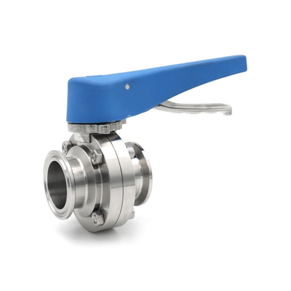 farfalla a tre morsetti in acciaio inox 304, 2" 51mm SS304 acciaio inossidabile sanitario 2" Tri Clamp ghiera OD 64mm valvola birra fatta in casa prodotto caseario