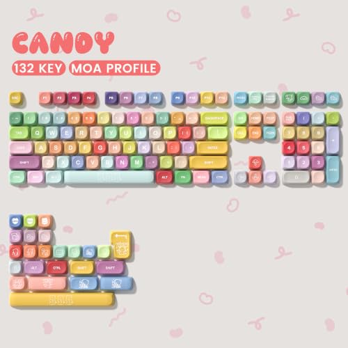 Image of dagaladoo PBT Keyboard keycaps,Rainbow MOA keycaps,Gummy Bear