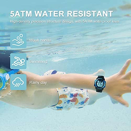 Image of GOLDEN HOUR Watches for Kids Digital Sport Waterproof Boys Girls Watch Outdoor 12 /24 H Alarm EL Backlight Stopwatch Military Child Wristwatch Ages 3-15