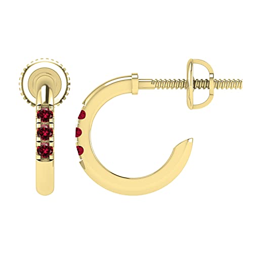 Pendientes redondos para mujer de la colección Dazzlingrock con piedras preciosas o diamantes (3 piedras en oro amarillo de 18 quilates)