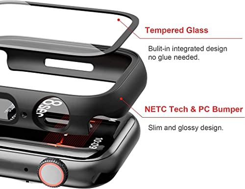 Image of Hard PC Case with Tempered Glass Screen Protector Compatible with iWatch Series 7 41mm, Full Coverage Hard Polycarbonate Slim Protective Cover Transprant-44MM