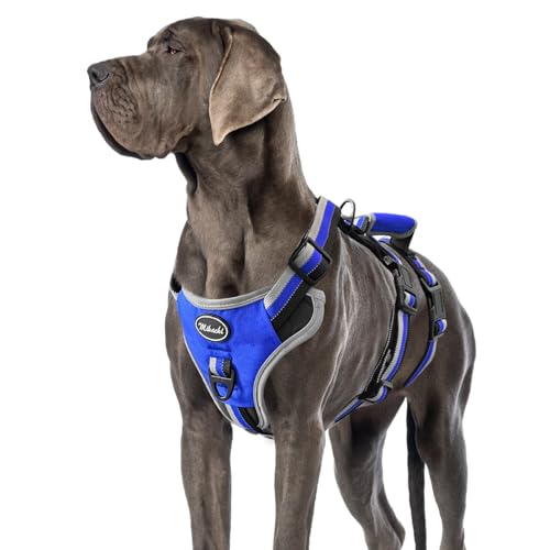 Image of Mihachi Escape Proof Dog Harness - No Pull Dog Harness with Handle, Soft Padded Reflective and Adjustable Full Body Pet Harness Vest for Medium Large Dogs Walking Hiking Training, Blue X-Large