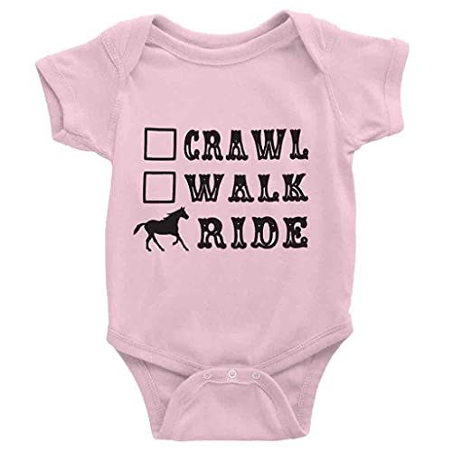 Image of Crawl Walk Ride Horse Cute Baby Cartoon Bodysuit Short Sleeve Rompers Jumpsuit Unisex