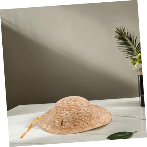 Luxshiny 2Pcs Blank Straw Sun Hat with Wide Brim DIY Craft Beach Cap for Summer Outdoor Fun Lightweight and Breathable Sun Protection Hat for Boys Khaki4