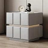 Mesilla de noche , Cómoda moderna Mesita de noche Mesita de noche de cuero de microfibra Sofá completamente envuelto Mesa auxiliar Mesita de noche de pie Mesita de noche estilo crema for sala de estar