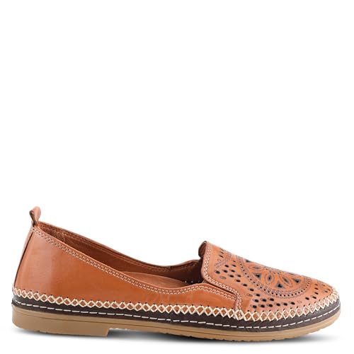 Image of Spring Step Women's Ingrid Loafers - Premium Leather Slip-On with Laser Cutout Design, Elastic Goring and Lightweight Flat Sole for Comfortable Stylish Wear
