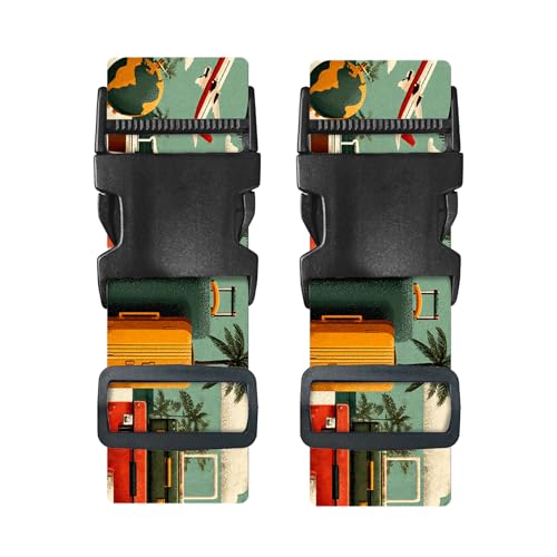 Image of Nuxovilar Luggage Straps Set for Suitcase 1.96x90.5in Polyester | Cargo Strap Travel Belt Security Buckle Band Beach Trip Family Vacation Airport (Travel Elements)